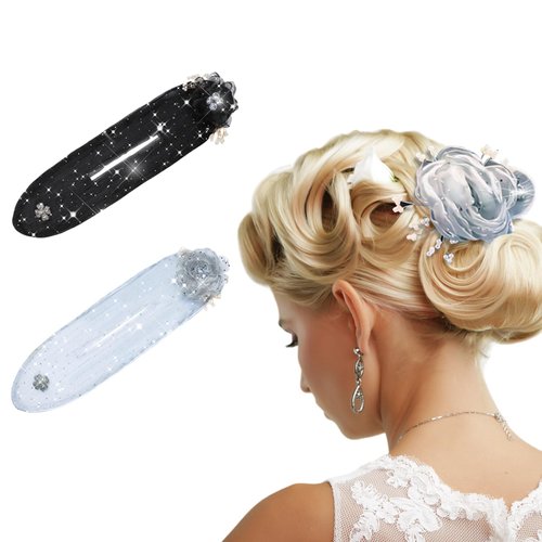 2PCs 2024 New Hand Embroidered Flowers Deft Bun Hair Twister, Lazy Hair Bun Clip, Flower Bun Twist Tool, Easy Bun Maker for Long & Thick Hair, Ball Hair Clip Flower Hair Bun Roller Clip