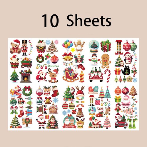 Y 10 Sheet Christmas Temporary Tattoo Stickers Men Women Children Makeup Festival Carnival Party Fake Body Tattoos for Astronaut Merry Christmas Theme Face Tattoos Body Tattoos