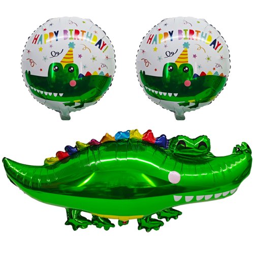3PCS Green alligator animal Pattern Foil balloon for jungle creations Crocodile Mylar Balloon safari theme camping alligator birthday party decorations Kids baby shower party supplies