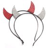 ELEARD Halloween Devil Horn Headband for Women Red Silver Rhinestone Devil Horns Halloween Party Costume Headband Hair Accessories