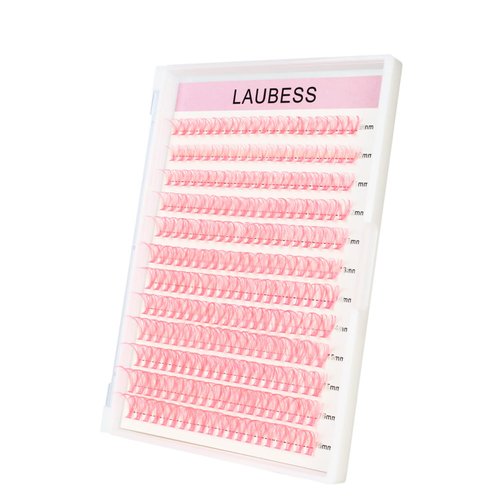 Colored Lash Clusters 40D Pink Individual Lashes D Curl Cluster Lashes Mixed Length Colored Lash Extensions Cluster Eyelash Extensions (Pink 40D-0.07D, 9-16mm)