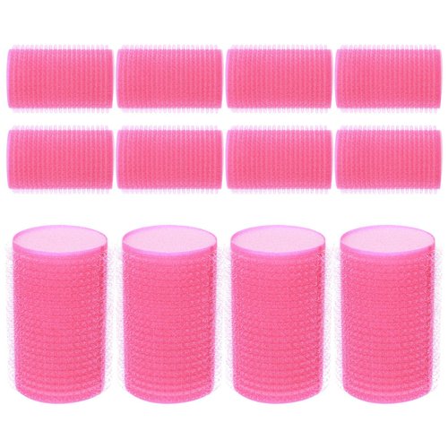 Baluue 12Pcs Foam Sponge Hair Rollers, Sponge Hair Curler, Self Adhesive Hair Curlers Hairdressing Tools for Woman (Rosy and Blue 6pcs for Each)