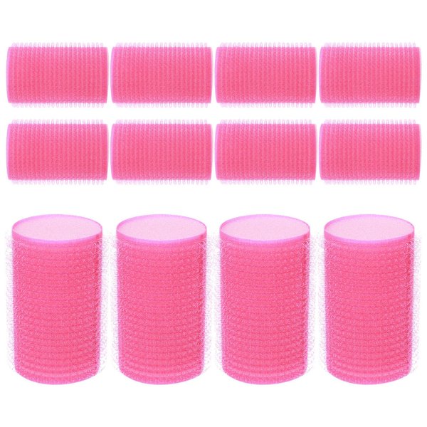 Baluue 12Pcs Foam Sponge Hair Rollers, Sponge Hair Curler, Self Adhesive Hair Curlers Hairdressing Tools for Woman (Rosy and Blue 6pcs for Each)