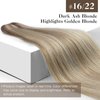 Sunny Human Hair Weft Highlights Hair Extensions Real Human Hair Sew in Blonde Highlight Weft Hair Extensions Human Hair Dark Ash Blonde Highlighted Golden Blonde Sew in Human Hair Bundle 70g 14inch
