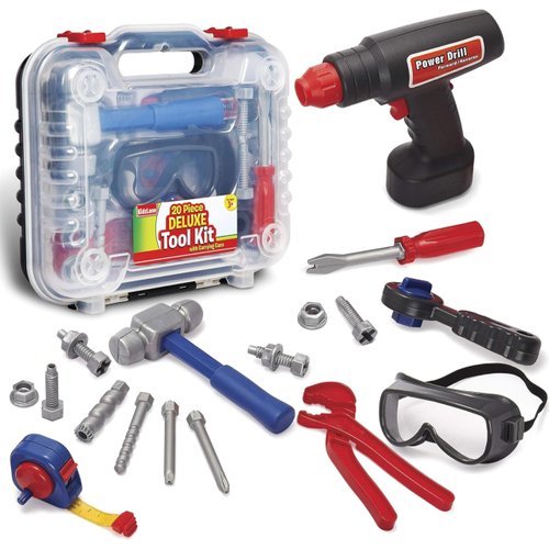 Kidzlane Tool Set for Toddlers & Kids | 20pcs Toy Tools with Electronic Cordless Drill and Tool Box | Play Tool Kit for Kids & Toddler Boys & Girls | Kids Tool Kit 19 Pieces | Kids Tool Box
