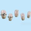 Hkanlre Bling Square Press on Nails Rhinestoens Fake Nails Silver Tips Full Cover Medium False Nails for Women and Girls 24PCS