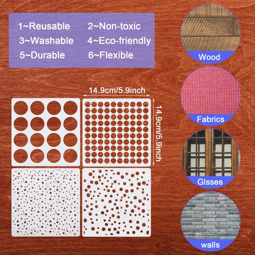 16 Pcs Circle Stencils for Drawing, Round Geometric Stencils Polka Dot Stencils Mixed Media Circle Painting Stencil for Drafting Wood Furniture Pillow Wall Scrapbook Card DIY Crafts