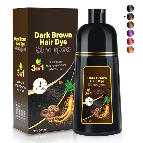 Dark Brown Hair Dye Shampoo 3 in 1 Shampoo para canas mujer Hair Color Shampoo for Gray Hair Coverage for Women Men, Semi-Permanent Natural Hair Dye Shampoo