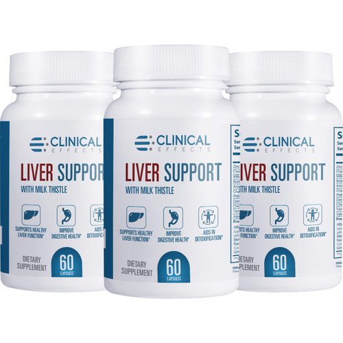 Clinical Effects: Liver Support - Natural Milk Thistle and Zinc Supplement - 3 Pack - Helps Detox and Cleanse The Liver - Supports Liver Function and Digestive Health - Made in The USA