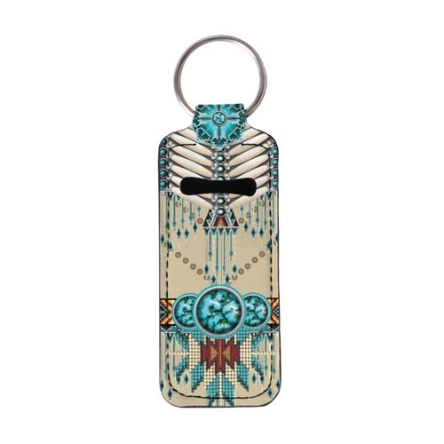 Bulopur American Indian Ethnic Chapstick Holder Keychain, Neoprene Chapstick Keychain Holder Lip gloss Holder Keychain