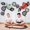 Race Car Balloons, 43 Inch Race Car Birthday Party Decorations, Wheel Tire Foil Balloons, Two Fast Birthday Decorations, Black and White Checkered Balloons, Cars Birthday Party Supplies - Pack of 8