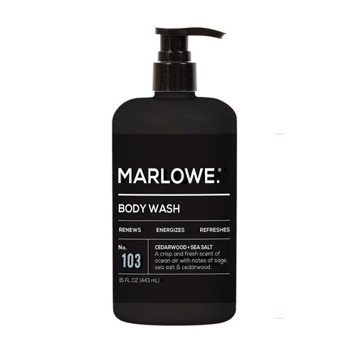 MARLOWE. No. 103 Mens Body Wash 15 Oz Pump, Energizing & Refreshing with Moisturizing Natural Aloe & Green Tea Extracts, Energetic, Fresh Cedarwood + Sea Salt Scent