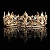 SNOWH Full King Crown Gold - Men's Crowns and Tiaras, Metal Birthday Crown, Prom Hair Accessories Costume Party Decorations for Adults and Boys