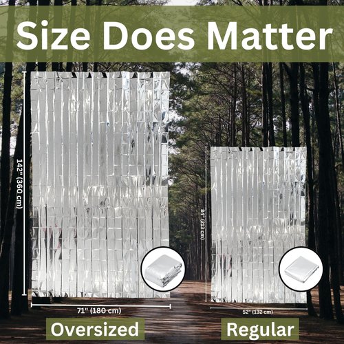 [4 Pack] Oversized Emergency Blanket 71”x142” | Emergency Mylar Blankets | Survival Blanket for Survival Supplies, Camping, Hiking, or Emergencies