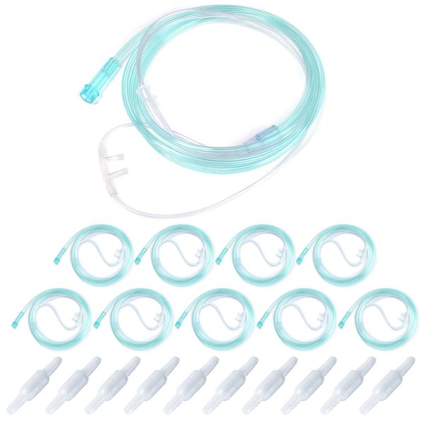 20 Packs Super Soft Nasal Cannula Tubing, Soft-Touch & Kink-Resistant, Includes 10PCS 6.5 Feets Nasal Cannula tubing &10PCS Oxygen Tubing Swivel Connector, Great Value Supplies by Medihealer.