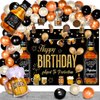 Whiskey Party Decorations for Men, 82 Pcs Aged To Perfection Party Supplies Whiskey Balloons Garland Arch Kit with Foil Balloons, Backdrop, Hanging Swirls 30 40 50 Birthday Party Decorations For Men