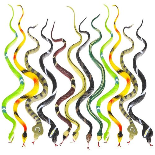 ArtCreativity 14” Realistic Rubber Snakes Toy for Kids (Pack of 12) Fake Snakes Party Favors Decoration, Halloween Prop, Prank Gift Idea for Boys and Girls