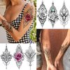 TASROI 32 Sheets Sexy Black Lotus Temporary Tattoos For Women Girls Indian Tribal Lace Tatoo Sticker Neck, Mandala Flower Butterfly Rose Tattoo Temporary Dreamcatcher Elephant Henna Tattoo Kit Adults