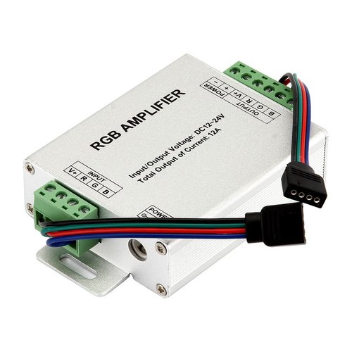 SUPERNIGHT DC 12V to 24V 12A LED Strip Lights 3 Channels RGB Signal Amplifier Repeater for 10m 4 Pin 5050 3528 LED String Lights - 2 Pieces Pack