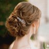 Joez Wonderful Bridal Rhinestone Hair Clips Barrettes, Sparkly Crystal Hair Clips Diamond Barrettes, Bling Fancy Wedding Flower Clip Decorative Hair Accessories for Women Girls (1 Pcs)