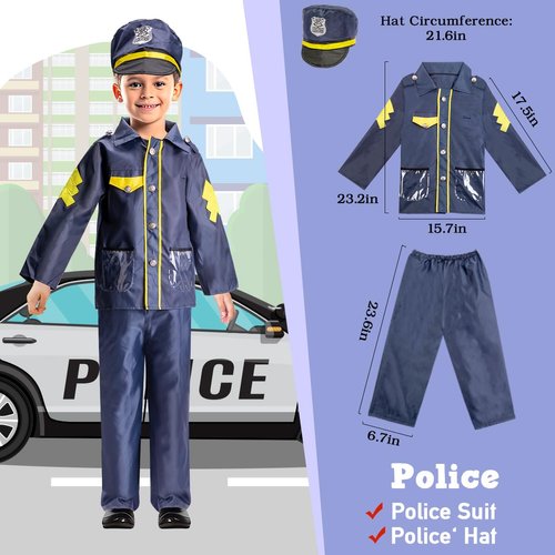LOYO Kids Role Play Dress Up Clothes for 3-8 Years Old Play, 3 Sets Policeman/Chef/Doctor Costume for Kids And Toddlers Boys and Girls Halloween Costumes