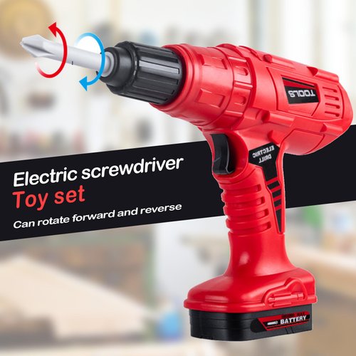 Kids Tool Play Set,Elaectric Screwdriver Toy with Box, 42pcs Toddler Electronic Toy Drill Kits, Pretend Play Construction Tools for Boy Girl Halloween Present Birthday Dress Up Party