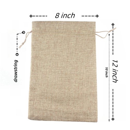 QIANHAILIZZ 10 Pack 8 x 12 Inch Linen Drawstring Bags Burlap Jewelry Gift Pouch Candy Pouch Flax Drawstring Wedding Favor Bags