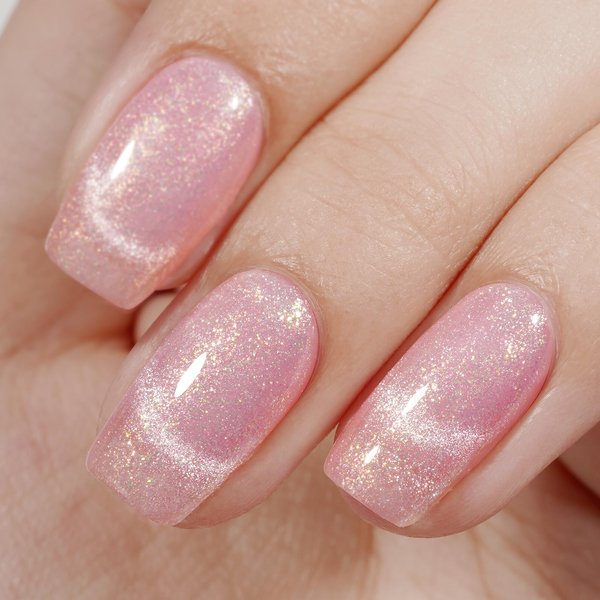 AILLSA Pink Cat Eye Gel Nail Polish Rose Gold Glitter Gel Polish Iridescent Holographic Nail Polish Gel Shimmer Magnetic Soak Off U V Gel with Magnet Stick for Nail Art Salon DIY 0.27 Fl Oz GE27