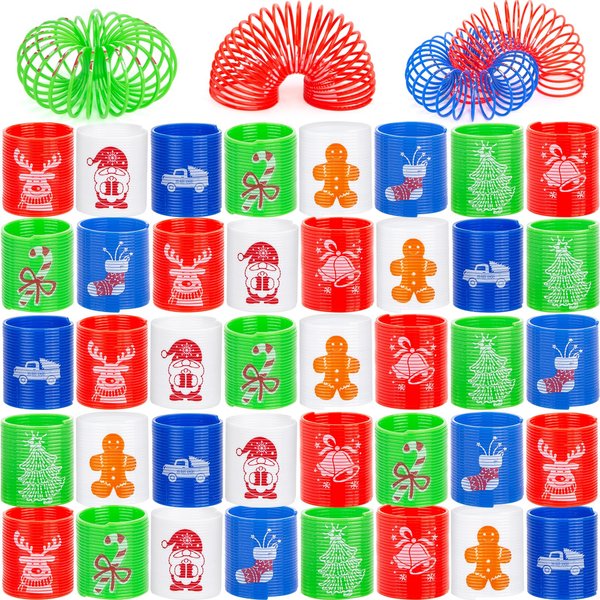 POPLAY 40PCS Mini Spring Toys, Christmas Stocking Stuffers Coil Spring Toys for Kids Party Favors Goodie Bag Fillers