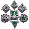 DND Dice Set Metal RPG Dice Set D&D Polyhedral Metal Dice Tabletop Game MTG D20 Dice Accessories Black Leather Storage Pouc - Purple-Green