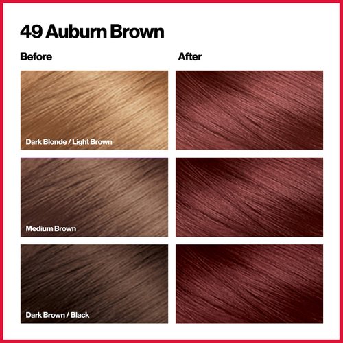 Revlon Permanent Hair Color, Permanent Hair Dye, Colorsilk with 100% Gray Coverage, Ammonia-Free, Keratin and Amino Acids, 49 Auburn Brown, 4.4 Oz (Pack of 3)