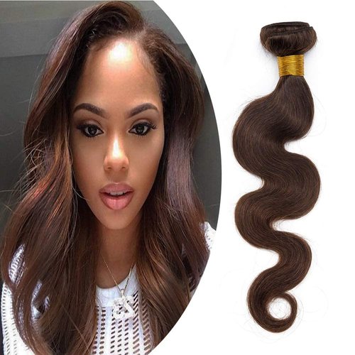 Benehair Human Hair Bundles 16 Inch Brazilian Body Wave Bundles 1 Bundle Dark Brown Weave Bundles Human Hair Sew in Hair Extensions Real Human Hair Wavy Curly Bundles #2 100g