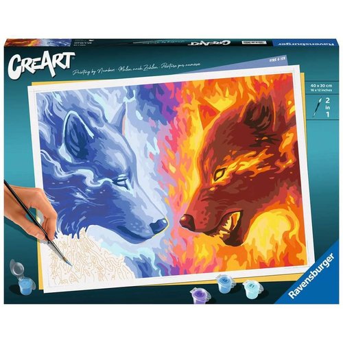 Ravensburger Fire & Ice Paint by Numbers Kit for Adults - 23549 - Painting Arts and Crafts for Ages 14 and Up