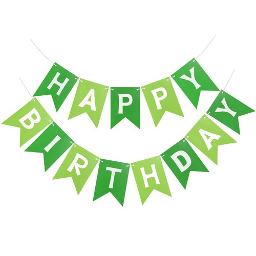 PatiCool Green Happy Birthday Banner,Greenery Theme Birthday Party,Happy Birthday Sign Bunting Banner,Happy Birthday Garland for Women Men Birthday Hanging Jungle Party Decorations Supplies
