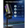 FIFINE Gaming USB Microphone, PC Computer Mic with 4 Polar Patterns for Podcast Streaming Recording YouTube, RGB Condenser Desktop Mic for PS4, Mac, with Headphone Jack-AmpliGame A8 Plus