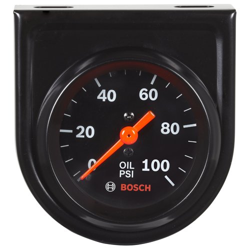 Actron Bosch SP0F000052 Style Line 2" Mechanical Oil Pressure Gauge (Black Dial Face, Black Bezel)