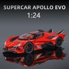 Toy Cars Apo Project EVO Model 1:24 Metal Diecast Car Toys with Light and Sound Pull Back Car for 3 4 5 6 7 Year Old Boys (Red)