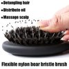Boar Bristle Mini Hair Brush Travel Detangling Paddle Brush for Curly Fine Straight Wet Dry Hair, Anti-frizz Detangler Brush Boar Nylon Mixed Bristle Brush for Women Men Kids