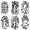 Oottati 6 Sheets Arm Waterproof Temporary Tattoos Geisha Women Half Devil Prajna Koi Carp Lotus Flower