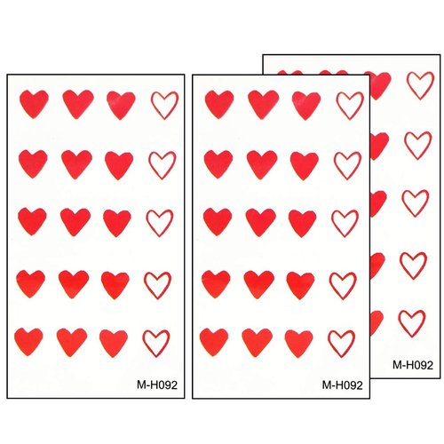 Umama Lot of 3 Mini Tattoos Red hearts Temporary Tattoos Patterned Body Art Waterproof Mens Womens Kids Fancy Hearts Cartoon Sticker Fun party Tattoo Fake