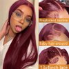 Estelle Wig 13x6 Burgundy Silk Straight Human Hair Wigs Glueless Lace Front Hair 150% Density Pre Plucked Hair for Black Women (14inch, 13x6 lace front wig)