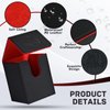 ZLCA Card Deck Box for Trading Cards with 2 Dividers, Card Storage Box Fits 100+ Single Sleeved Cards, PU Leather Card Deck Case Holder for Magic Commander TCG CCG （Black&Red,Emperor Dragon）