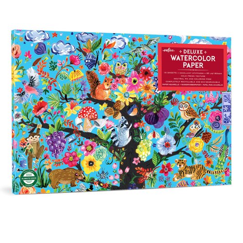 eeBoo: Tree of Life Watercolor Pad - 16 Sheets, 85 lB Paper, 9.5 x 6.5 Book, Neutral PH & Chlorine-Free, Painting Art Supplies, Kids Age 3+