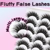 Losha Lashes 14 Pairs Fluffy False Lashes Soft Handmade Fake Eyelashes Vegan Cat Eye Lashes that Like Lash Extensions (P01)