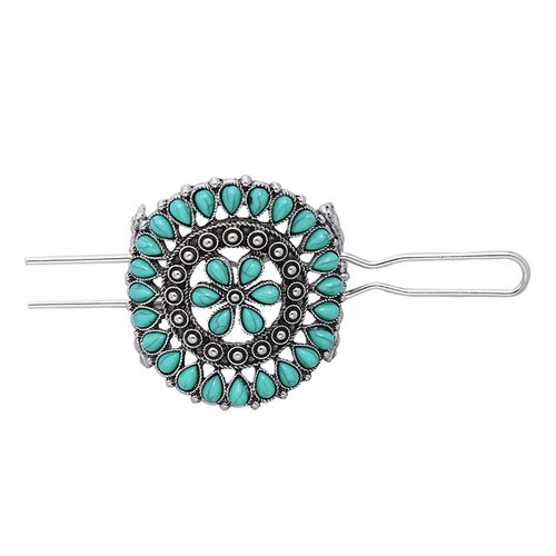 Beatifufu Hairpin Hair Barrettes Hair Clip Hair Pin Tiara Women Hair Accessory Chinese Style Headdress Hair Ornament Hair Holder Fork Vintage Zinc Alloy Miss Turquoise