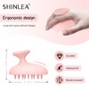 SHINLEA Silicone Scalp Massager Shampoo Brush, Head Scrubber with Soft Bristles for Hair Growth, Scalp Exfoliator for Dandruff Removal, Wet Dry Hair Brush for Scalp Care, Pink