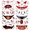 Oottati 6 pcs Scary Face Make Up Halloween Realistic Temporary Tattoo Stickers Horror Prank Props Decals Cosplay Party Zombie Scar Blood Wound For Adults