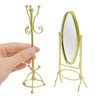 iLAND Dollhouse Furniture and Accessories on 1:12 Scale, Miniature Coat Rack & Full Mirror (Golden Color)