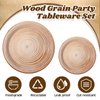 Mumufy 100 Pack Light Wood Grain Paper Plates Wooden Slice Dinner Plates and Camp Fire Dessert Plates Farmhouse Woodland Party Plates for Lumberjack Party Supplies