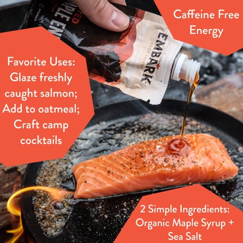 Embark Maple Syrup Energy Gel, 6-Pack of 3oz Resealable Pouches, Natural Sports Nutrition, Certified Organic, Vegan, Gluten Free, for Athletes, Adventurers & Foodies, Salted Maple